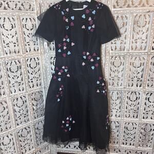 Miri New York Couture Black Hand Beaded Spring Party Dress Whimsy Tulle Size 8